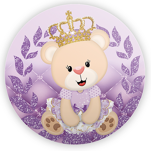 Capa Painel Redondo Sublimado - Ursinha Lilas