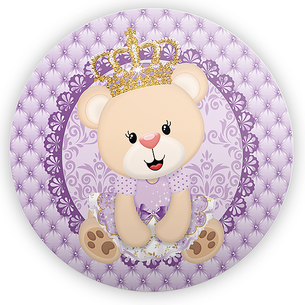 Capa Painel Redondo Sublimado - Ursinha Lilas
