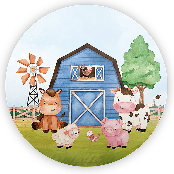 Painel Redondo - Fazendinha - Sublimado 3D