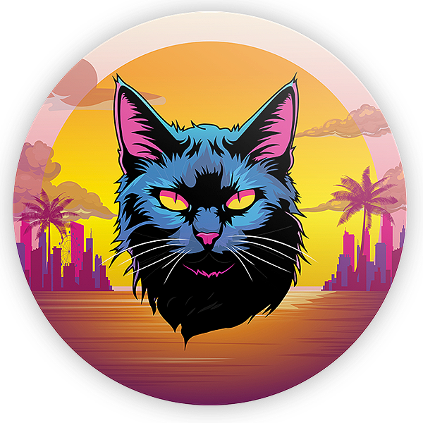 Painel Redondo - Gato Preto - Sublimado 3D