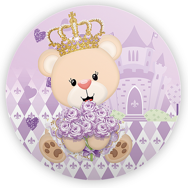 Capa Painel Redondo Sublimado - Ursinha Lilas