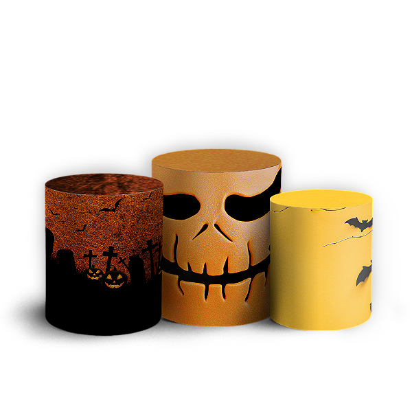 Trio Cilindro - Dia das Bruxas - Sublimado 3D + Elástico