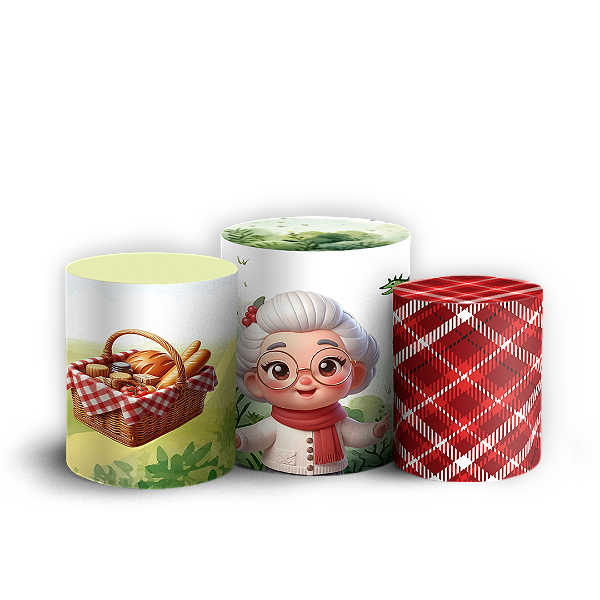 Trio Cilindro - Chapeuzinho Vermelho - Sublimado 3D + Elástico
