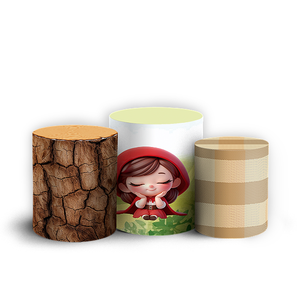 Trio Cilindro - Chapeuzinho Vermelho - Sublimado 3D + Elástico