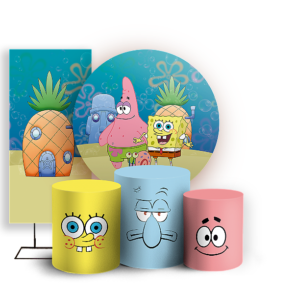 KIT Redondo Trio e Faixa - Bob Esponja - Sublimado 3D