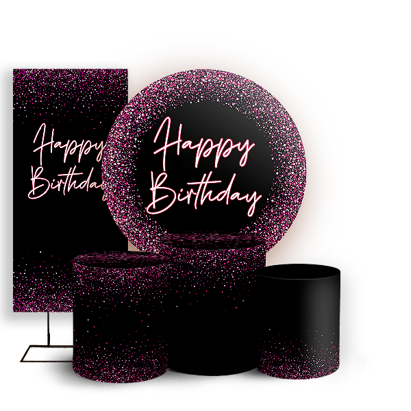 KIT Redondo Trio e Faixa - Happy Birthday