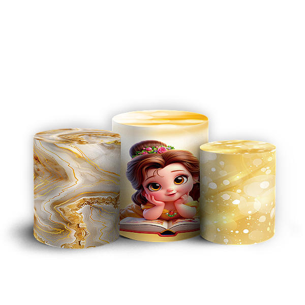 Trio Cilindro - Bela e a Fera - Sublimado 3D