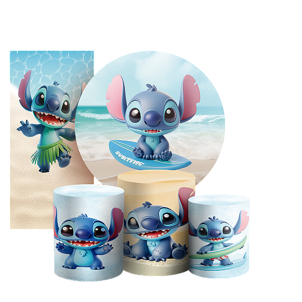 KIT Redondo Trio e Faixa - Lilo e Stitch - Sublimado 3D