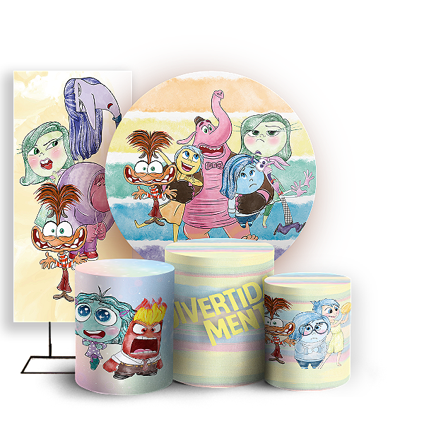 KIT Redondo Trio e Faixa - Divertida Mente - Sublimado 3D