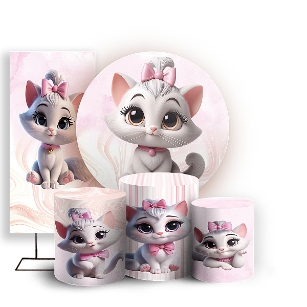 KIT Redondo Trio e Faixa - Gatinha - Sublimado 3D