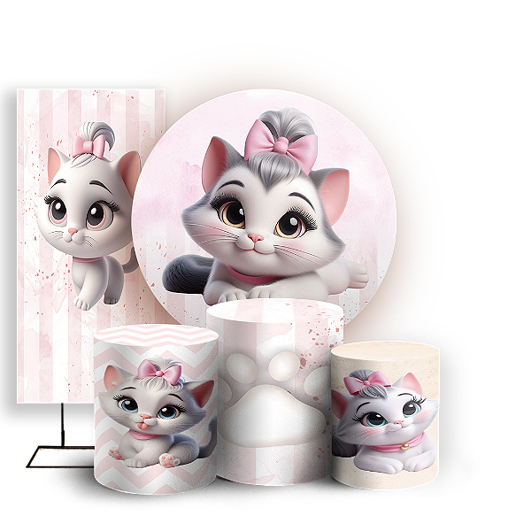 KIT Redondo Trio e Faixa - Gatinha - Sublimado 3D