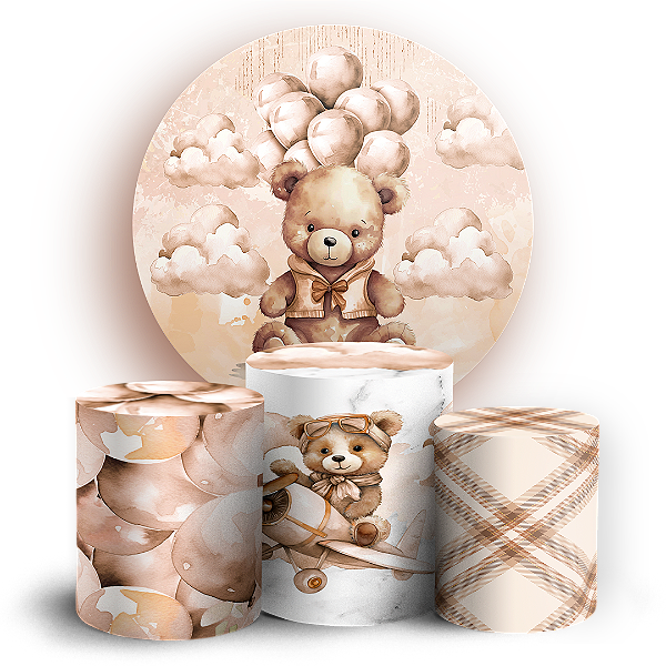 KIT Redondo e Trio - Urso Marrom - Sublimado 3D