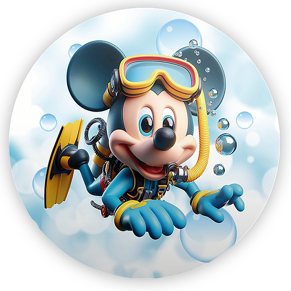 Painel Redondo - Mickey Fundo Mar - Sublimado 3D