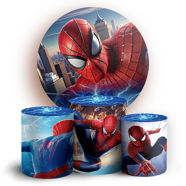 KIT Redondo e Trio - Homem Aranha - Sublimado 3D