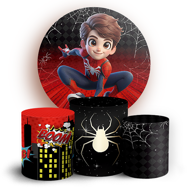 KIT Redondo e Trio - Homem Aranha - Sublimado 3D