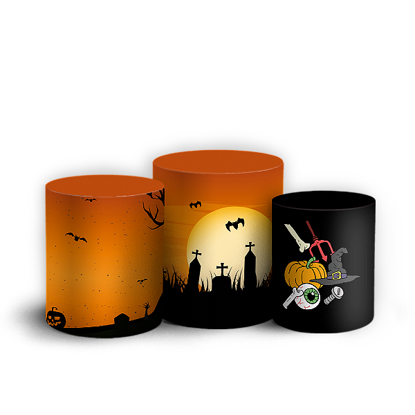 Trio Cilindro - Dia das Bruxas Halloween - Sublimado 3D