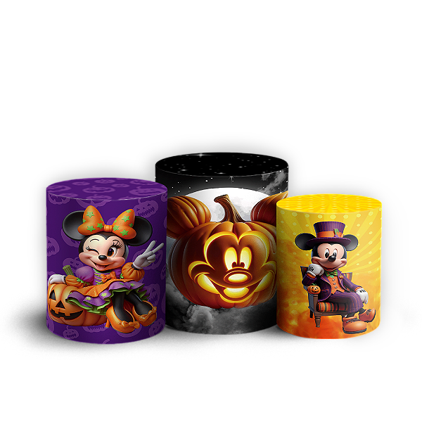 Trio Cilindro - Mickey Dia das Bruxas Halloween - Sublimado 3D