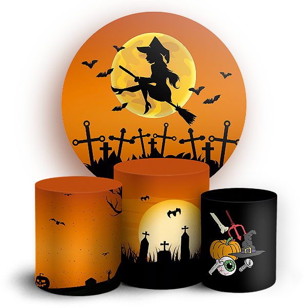 KIT Redondo e Trio - Dia das Bruxas Halloween - Sublimado 3D