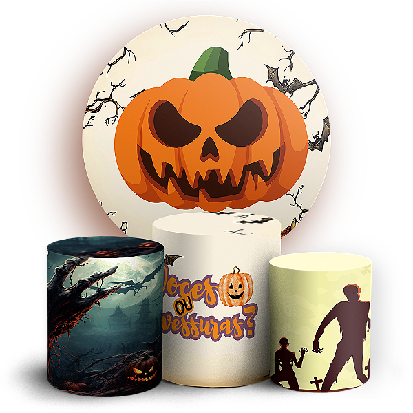 KIT Redondo e Trio - Dia das Bruxas Halloween - Sublimado 3D