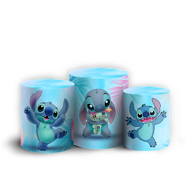 Trio Cilindro - Lilo e Stitch Azul - Sublimado 3D + Elástico