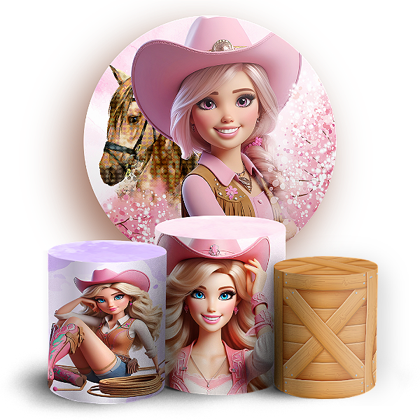 KIT Redondo e Trio - Barbie Boiadeira - Sublimado 3D
