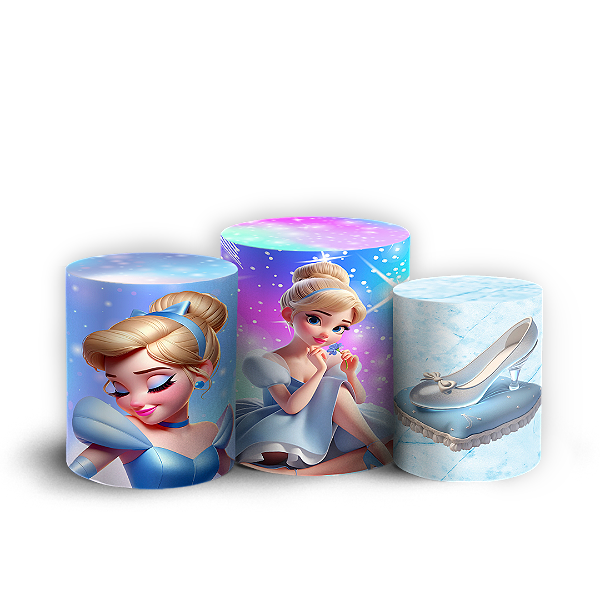 Trio Cilindro - Princesa Cinderela - Sublimado 3D + Elástico