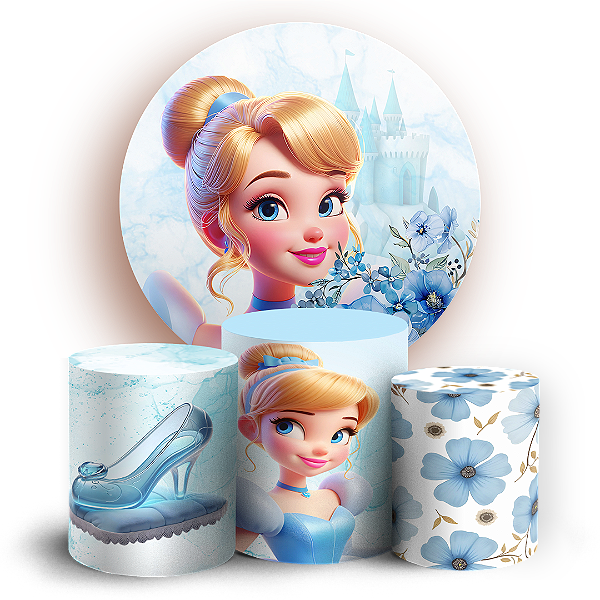 KIT Redondo e Trio - Princesa Cinderela - Sublimado 3D