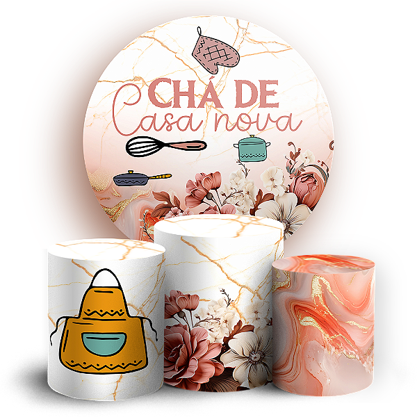 KIT Redondo e Trio - Cha De Casa Nova - Sublimado 3D