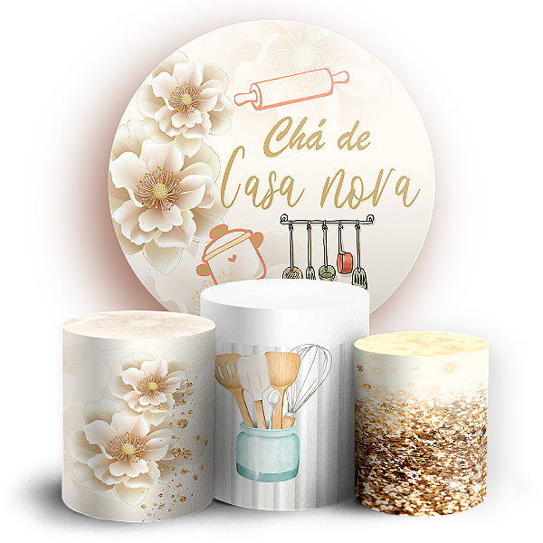 KIT Redondo e Trio - Cha De Casa Nova - Sublimado 3D