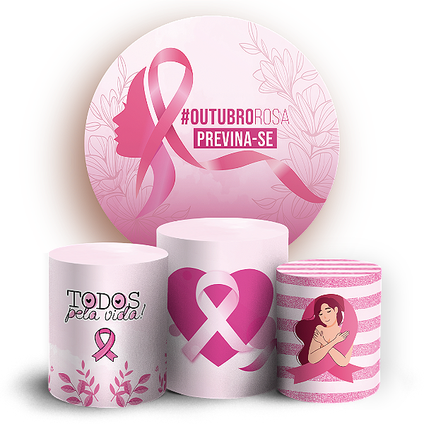 KIT Redondo e Trio - Outubro Rosa - Sublimado 3D