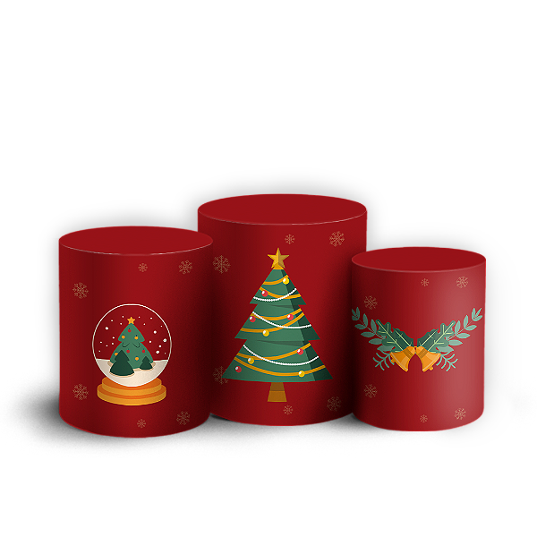 Trio Cilindro - Natal - Sublimado 3D + Elástico