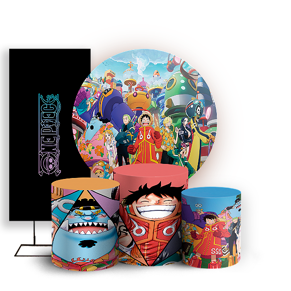 KIT Redondo Trio e Faixa - One Piece - Sublimado 3D