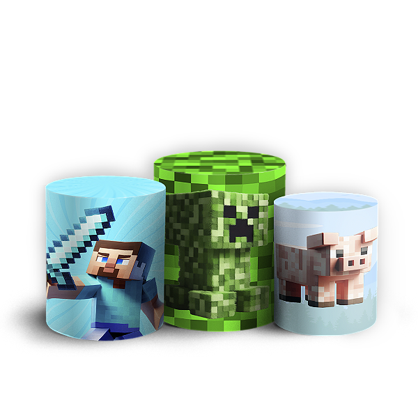 Trio Cilindro - Minecraft - Sublimado 3D + Elástico