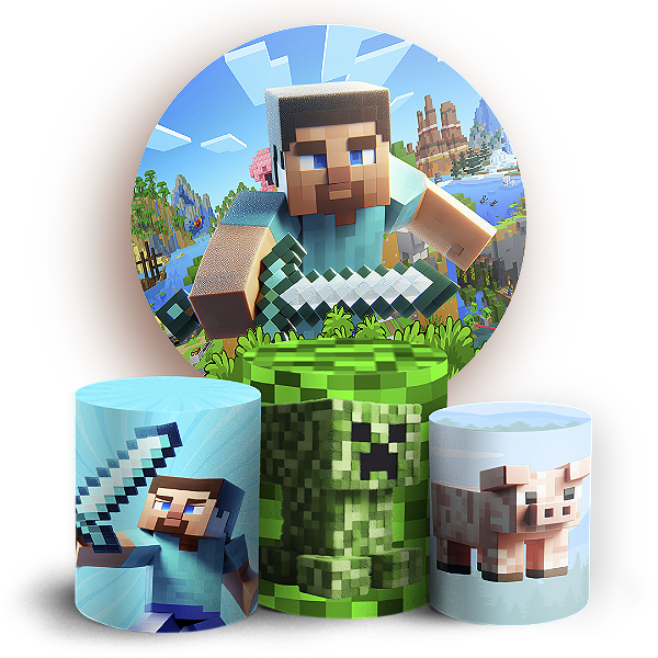 KIT Redondo e Trio - Minecraft - Sublimado 3D