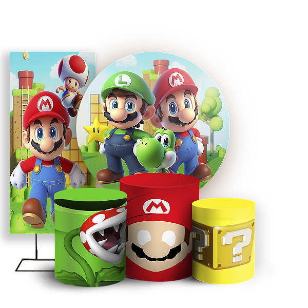 KIT Redondo Trio e Faixa - Super Mario - Sublimado 3D