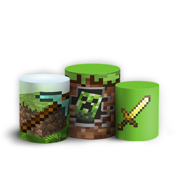 Trio Cilindro - Minecraft - Sublimado 3D + Elástico