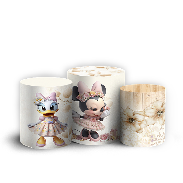 Trio Cilindro - Minnie Jardim - Sublimado 3D + Elástico