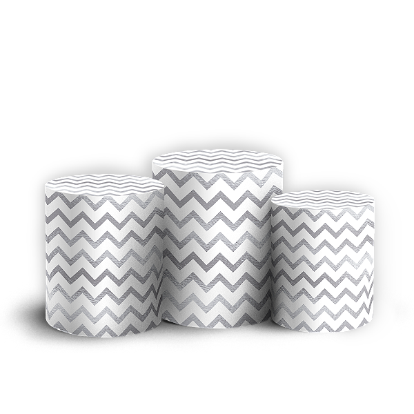Trio Cilindro - Fundo Chevron Zig Zag - Sublimado 3D + Elástico