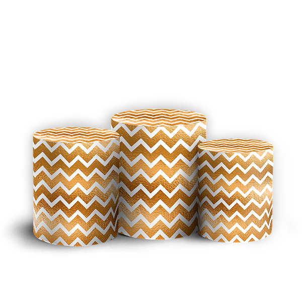 Trio Cilindro - Fundo Chevron Zig Zag - Sublimado 3D + Elástico