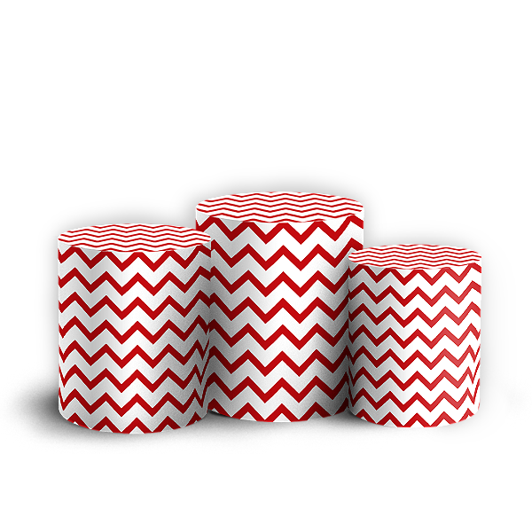 Trio Cilindro - Fundo Chevron Zig Zag - Sublimado 3D + Elástico