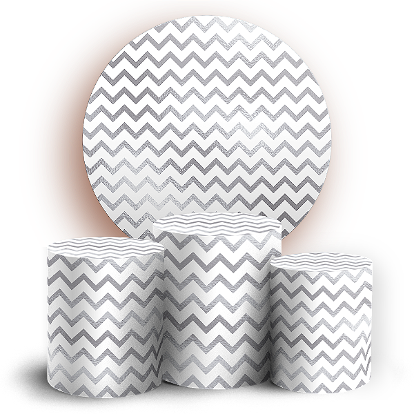 KIT Redondo e Trio - Fundo Chevron Zig Zag - Sublimado 3D