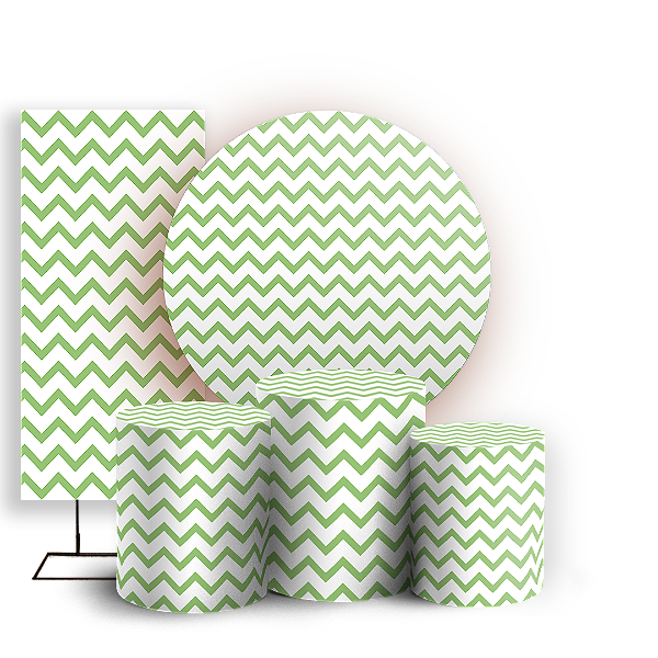 KIT Redondo Trio e Faixa - Fundo Chevron Zig Zag - Sublimado 3D
