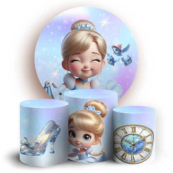 KIT Redondo e Trio - Cinderela - Sublimado 3D