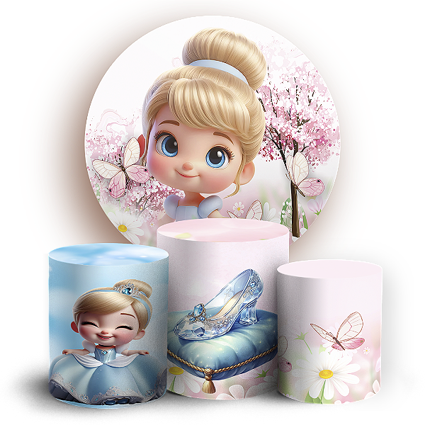 KIT Redondo e Trio - Cinderela - Sublimado 3D