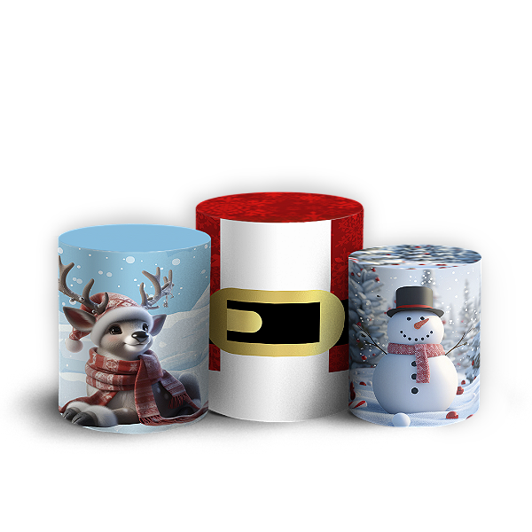 Trio Cilindro - Mickey Natal - Sublimado 3D