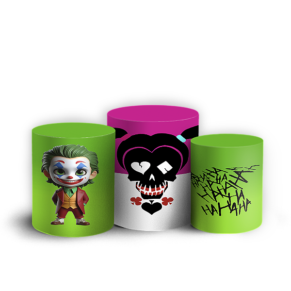 Trio Cilindro - Arlequina e Coringa - Sublimado 3D