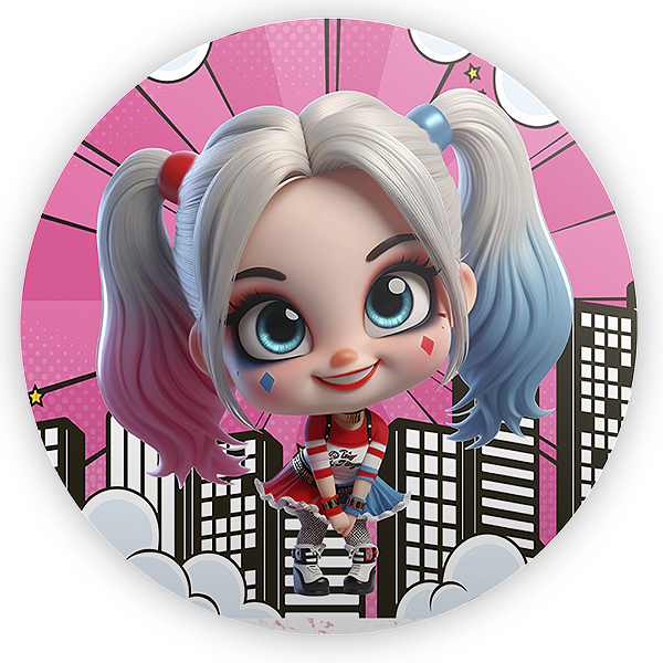 Painel Redondo - Arlequina e Coringa - Sublimado 3D