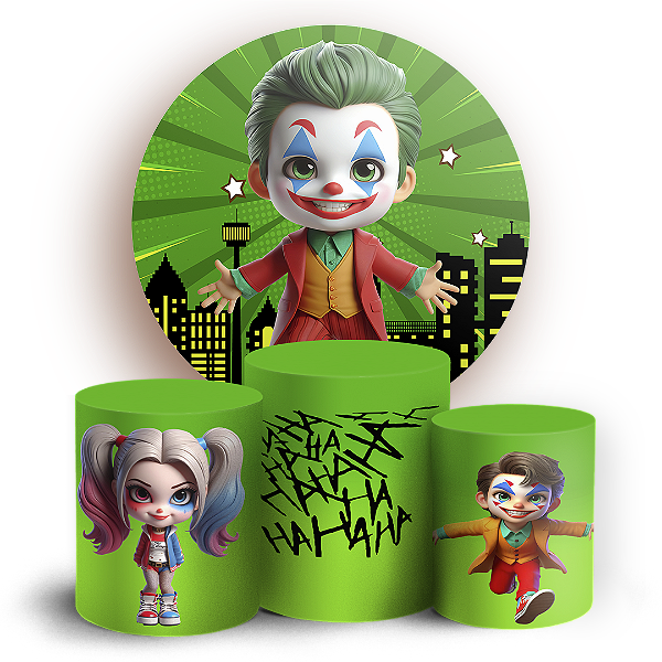 KIT Redondo e Trio - Coringa e Arlequina - Sublimado 3D