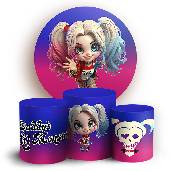 KIT Redondo e Trio - Arlequina e Coringa - Sublimado 3D