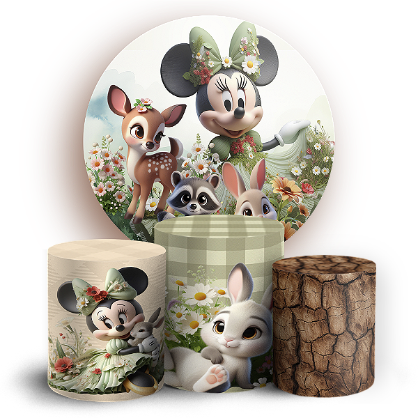 KIT Redondo e Trio - Minnie Verde - Sublimado 3D